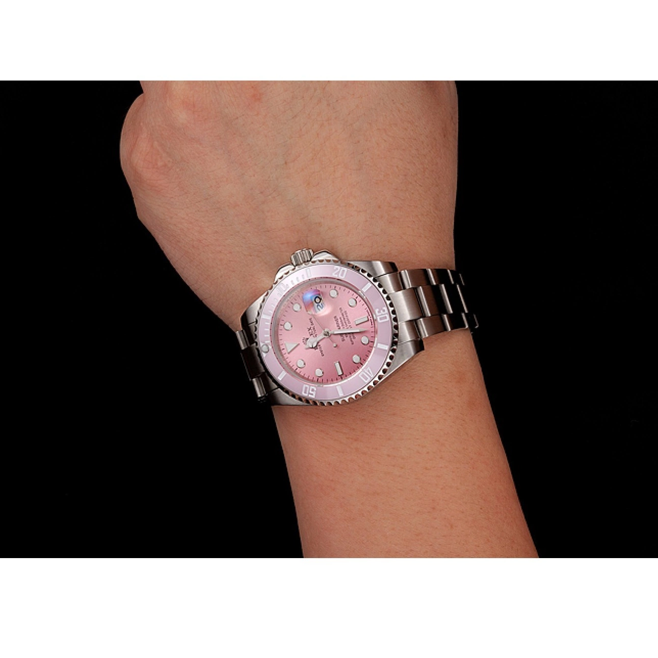 Aaa replica Stainless 1453980 Pink Pink Rolex Submariner Swiss Bezel Bracelet Steel Dial 0714